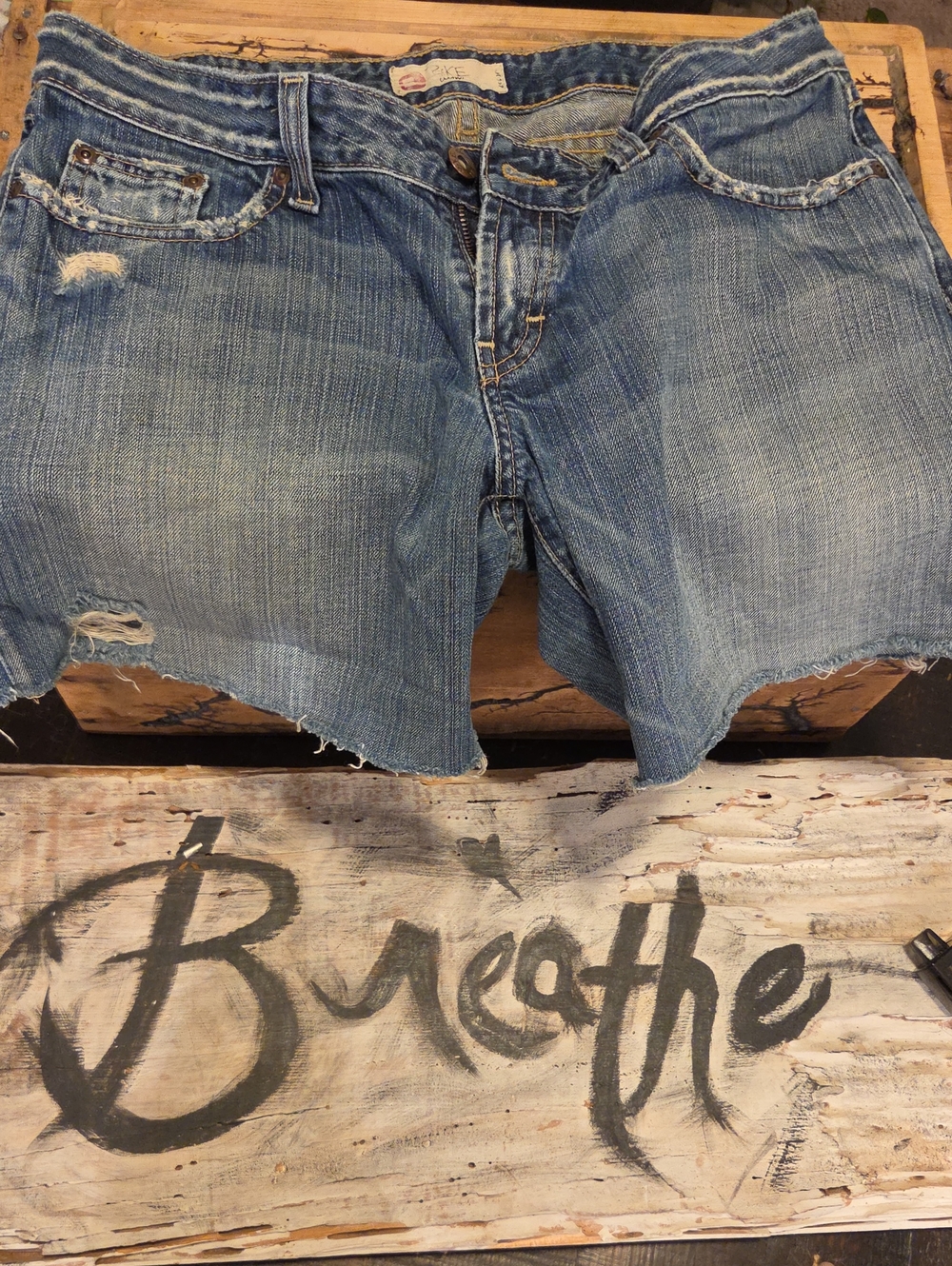 Bke Ginger Distressed Denim Cutoff Shorts - Blue -